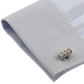 Cufflinks - Metal Cylinder Line Design