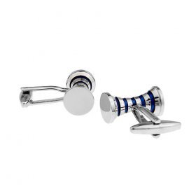 Cufflinks - Blue Stripes Textured Cylinder