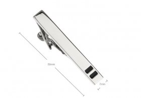  Tie Bar - Silver with Black Enamel Detail 50mm